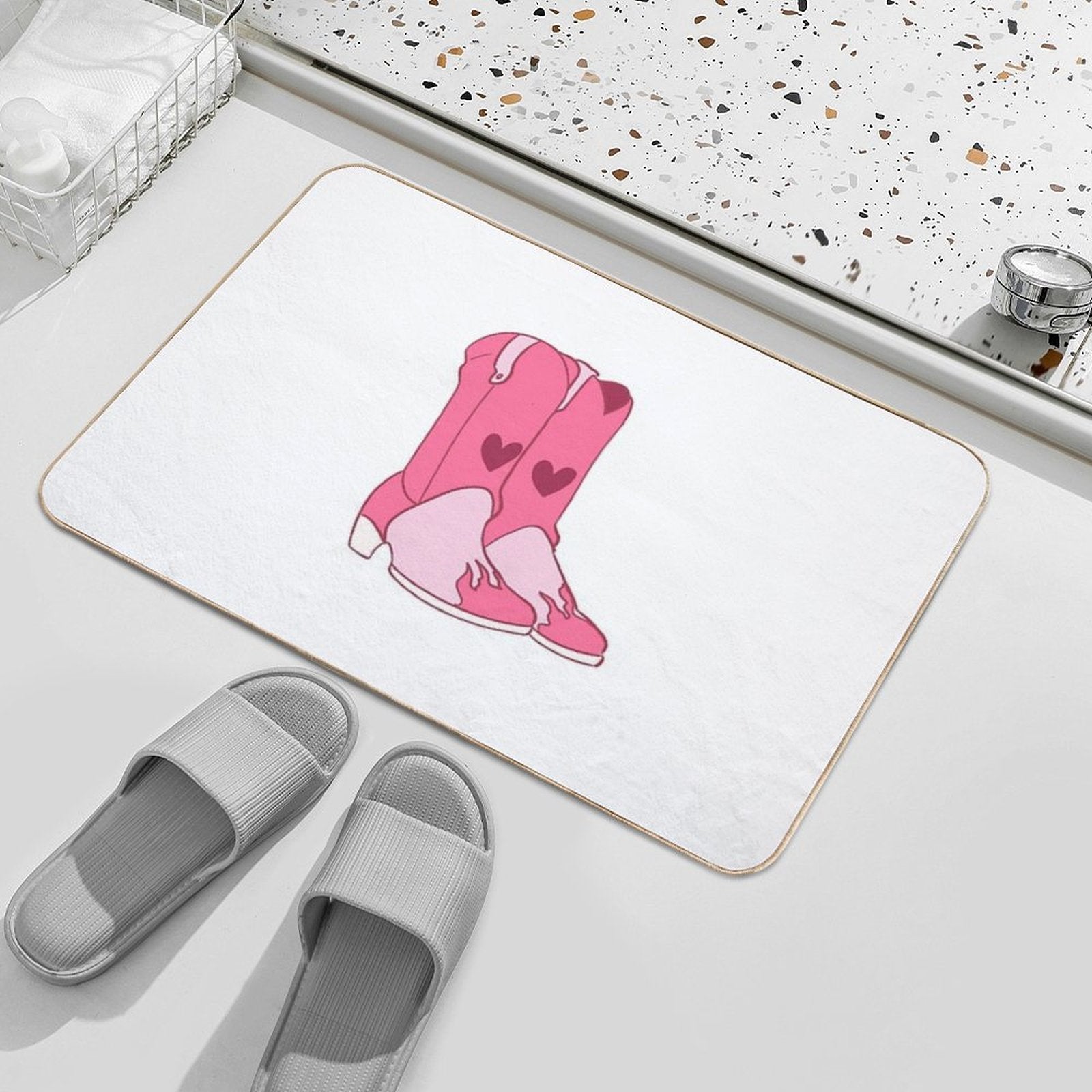 Cowboy Cowgirl Pink Boots  Multi-Purpose Bath Mat