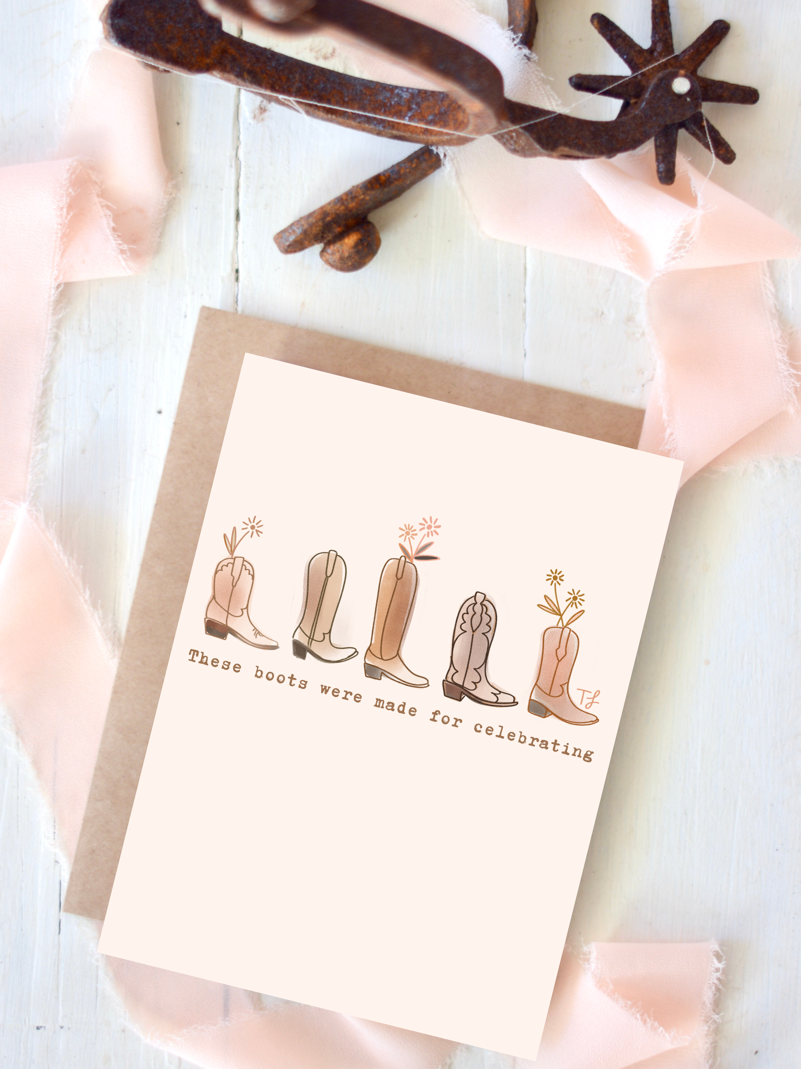 Celebration Boots Western Cowgirl Greeting Card