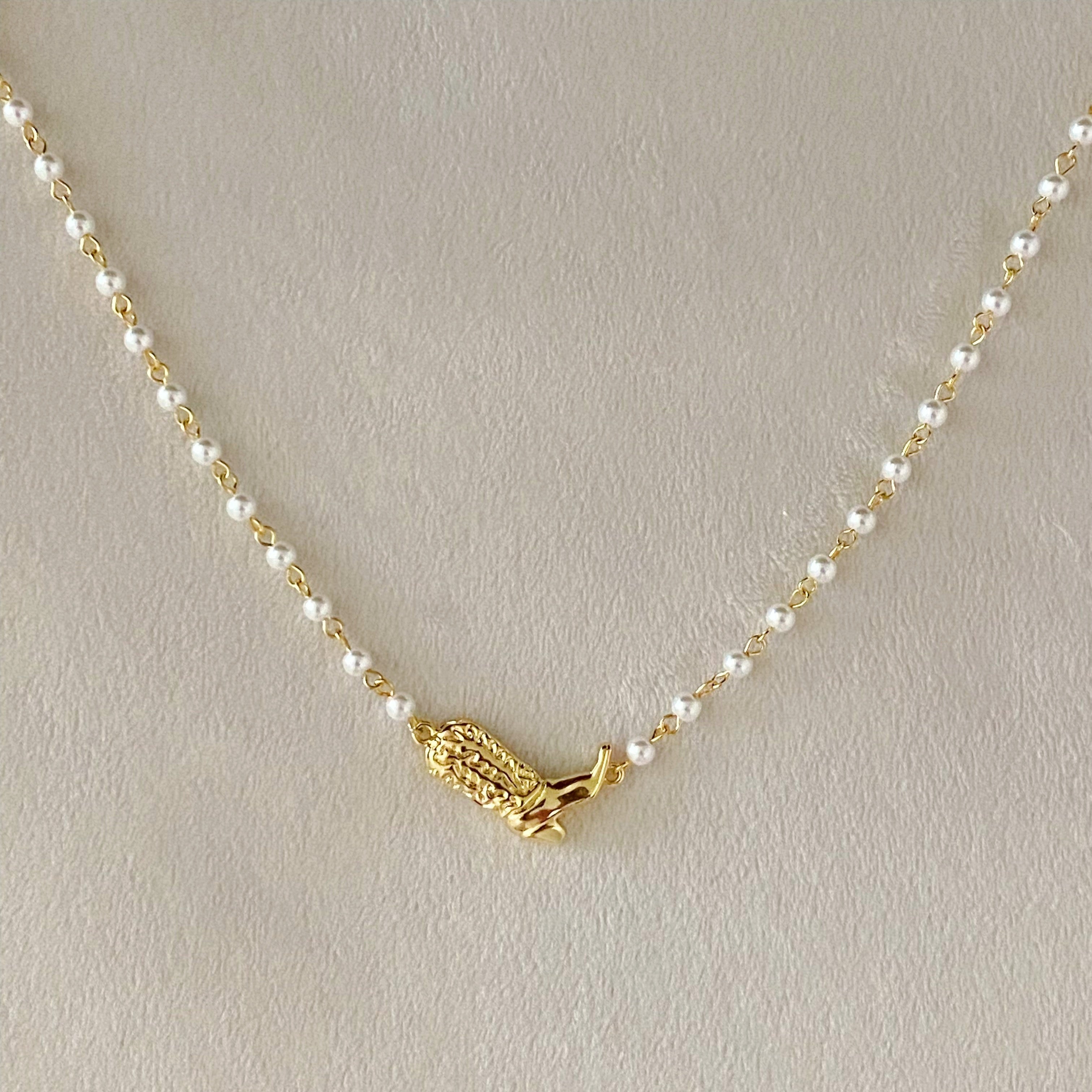 Cowgirl Boot Pearl Chain Necklace