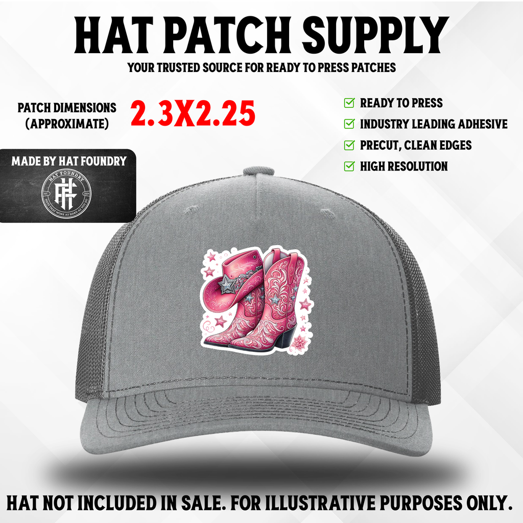 Pink Cowgirl Boots & Hat UV Patch