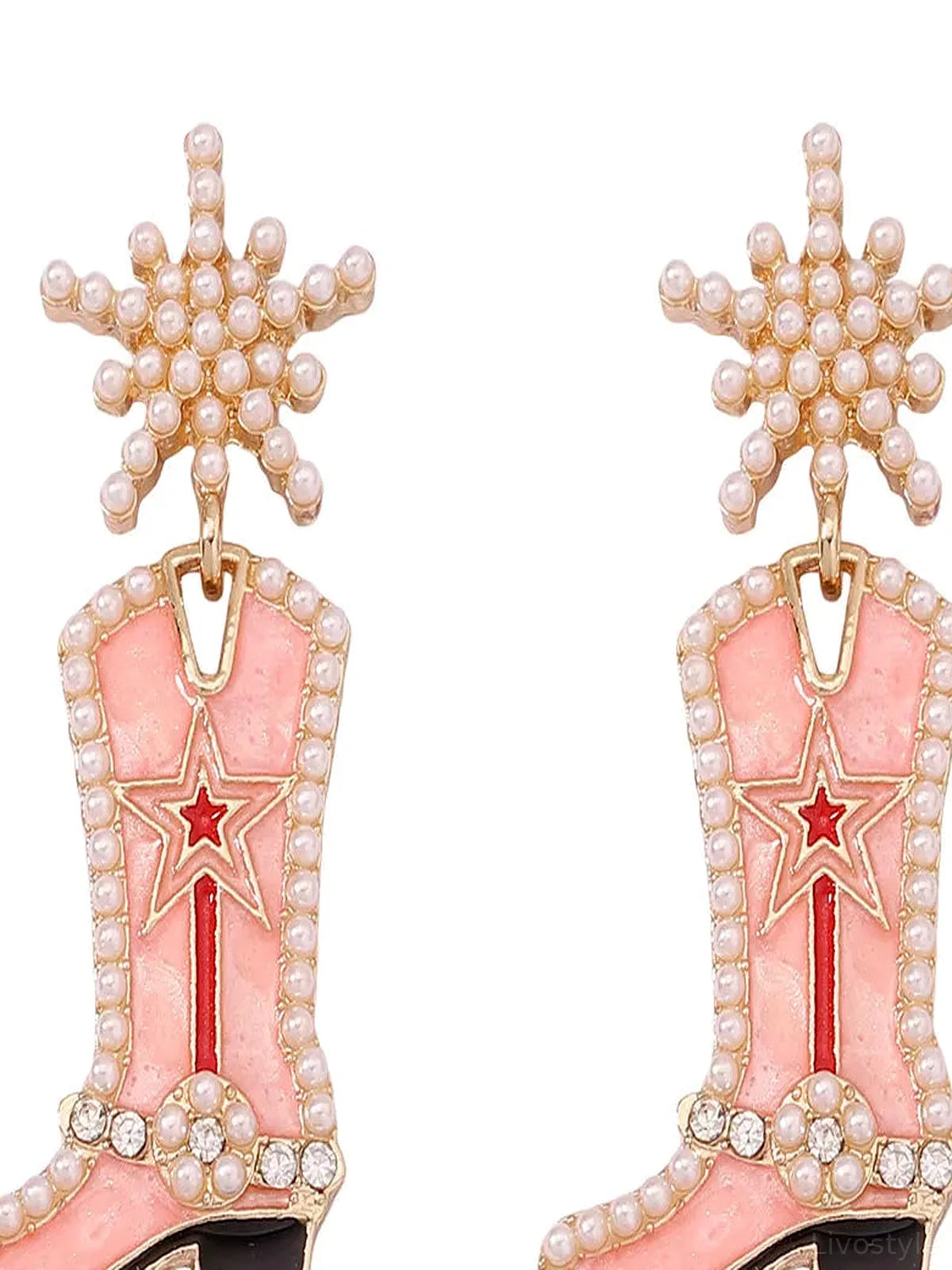 Cowgirl Boot Dangle Earrings in Pink