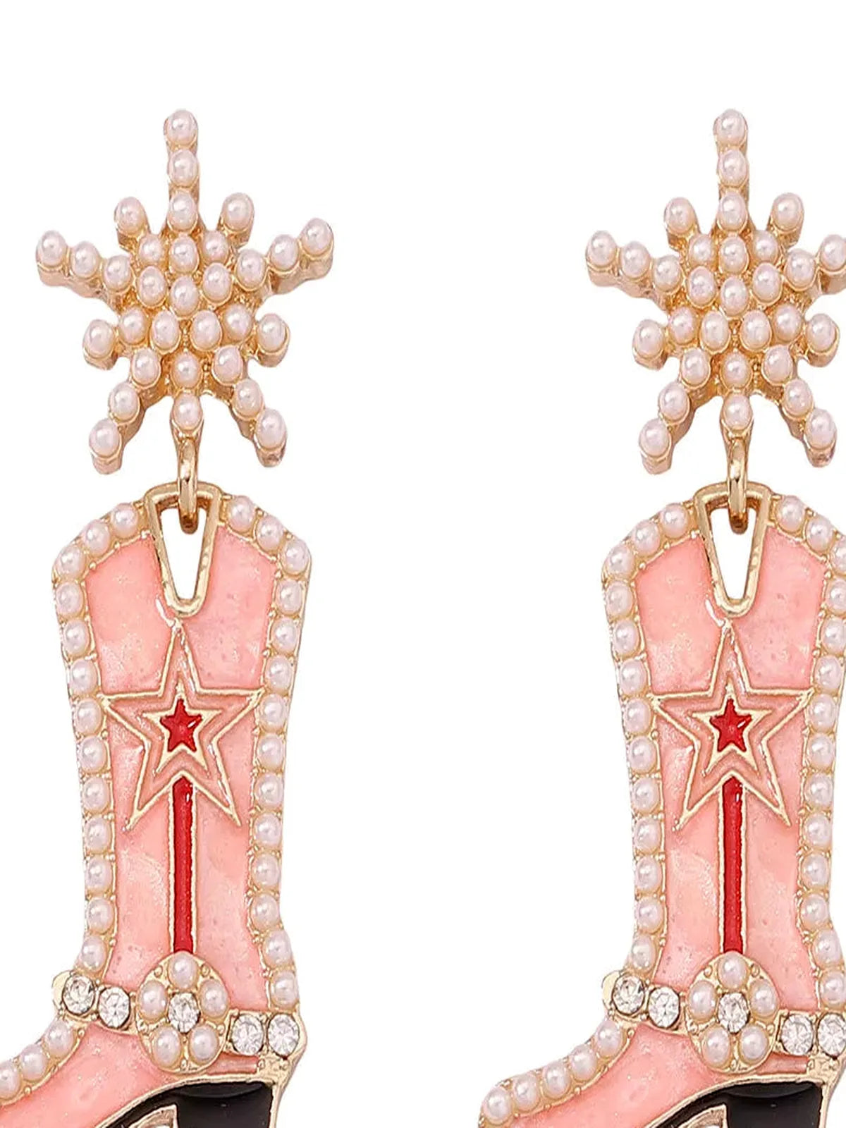 Cowgirl Boot Dangle Earrings in Pink