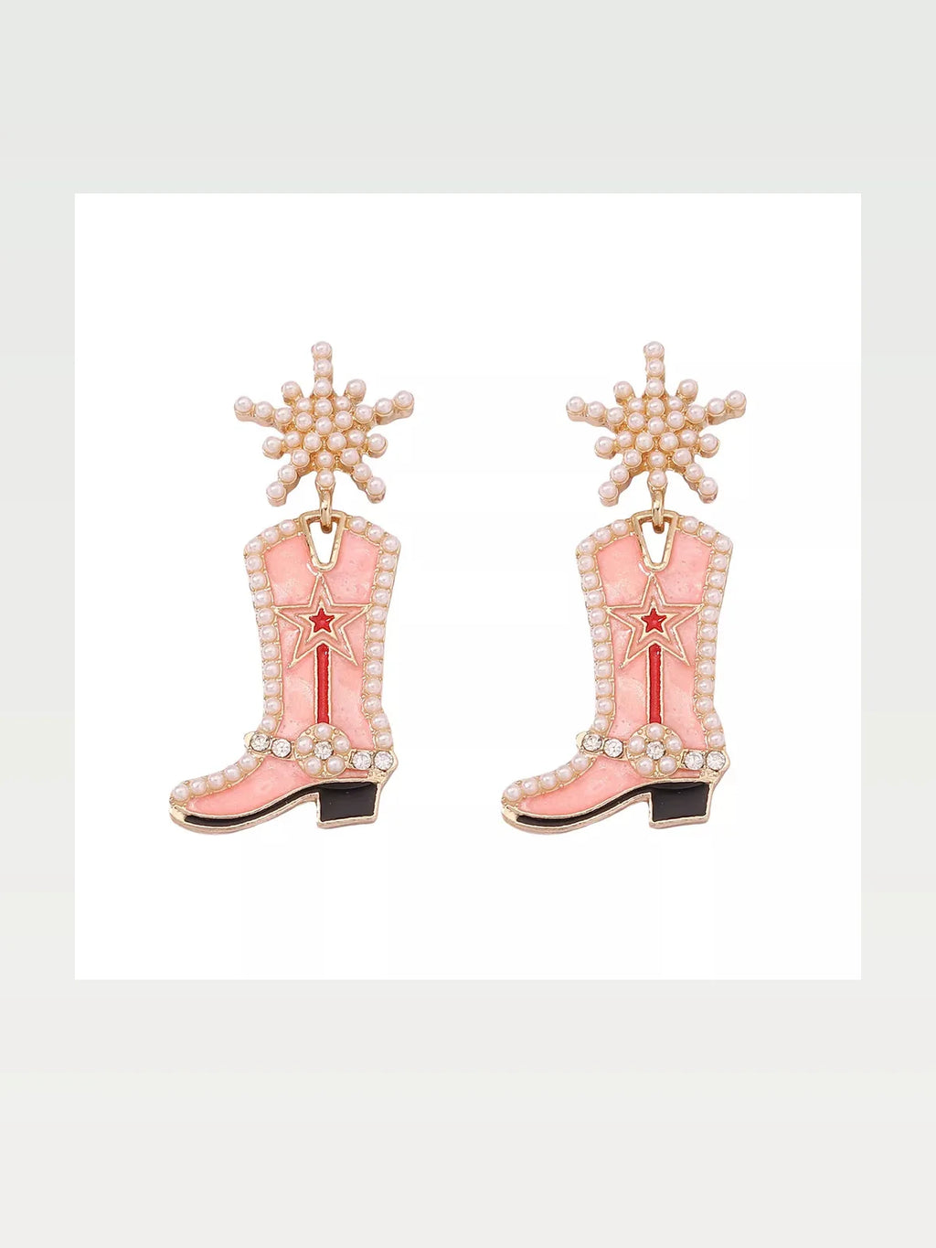 Cowgirl Boot Dangle Earrings in Pink