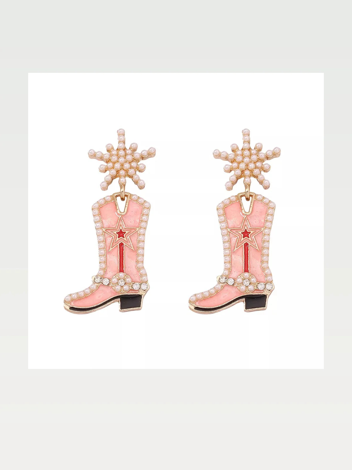 Cowgirl Boot Dangle Earrings in Pink
