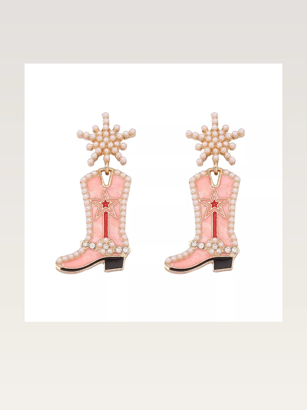 Cowgirl Boot Dangle Earrings in Pink