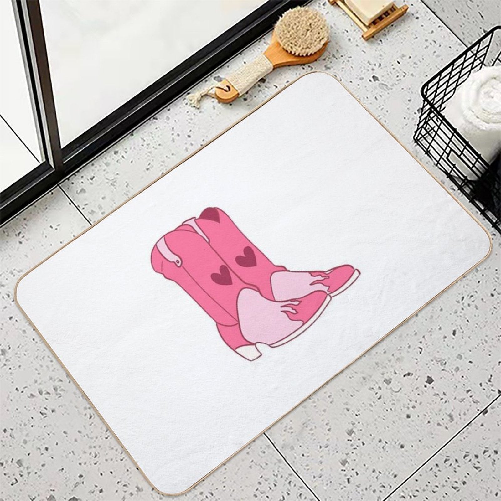 Cowboy Cowgirl Pink Boots  Multi-Purpose Bath Mat